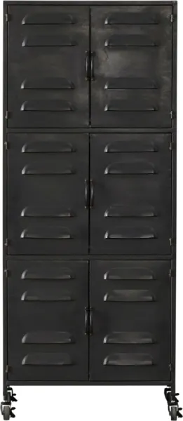 Boaz, Highboard på hjul, svart, H145,5x40,5x60 cm